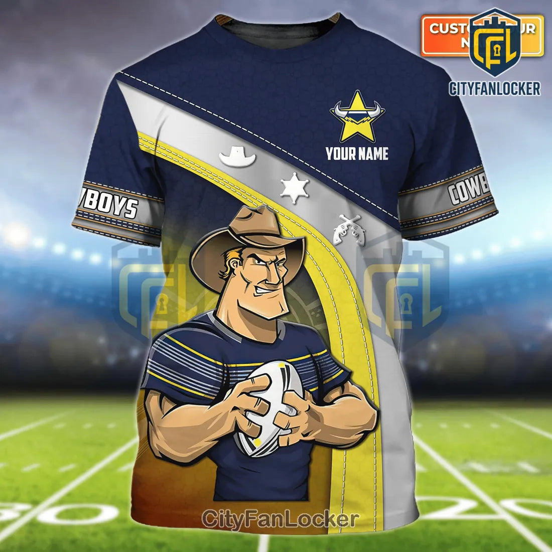 North Queensland Cowboys Personalized Navy Blue T-Shirt