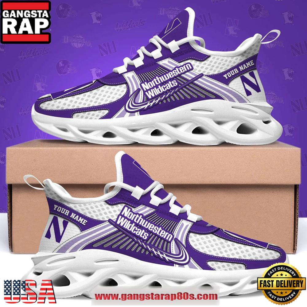 Northwestern Wildcats Personalized Clunky Sneaker Max Soul Shoes