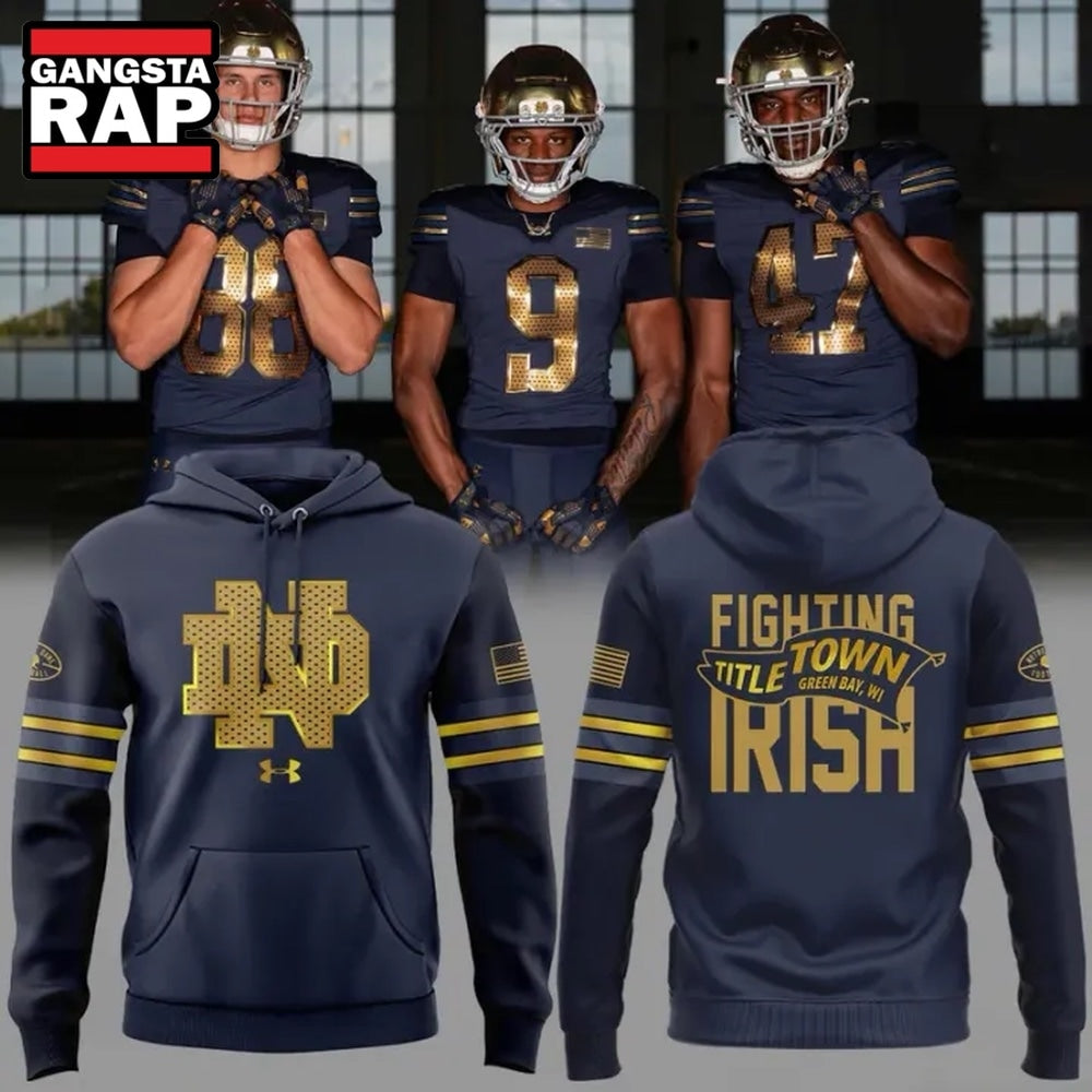 Notre Dame Fighting Irish 2026 Shamrock Series Metallic Hoodie T-Shirt