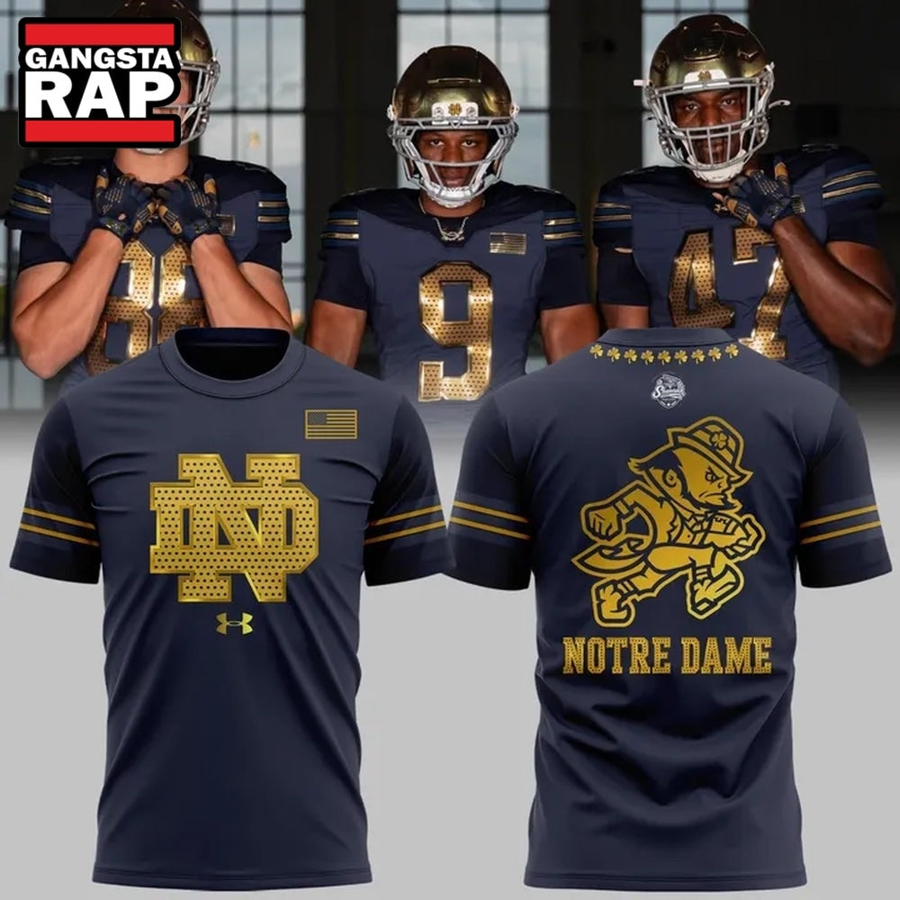 Notre Dame Fighting Irish 2026 Shamrock Series Metallic Hoodie T-Shirt