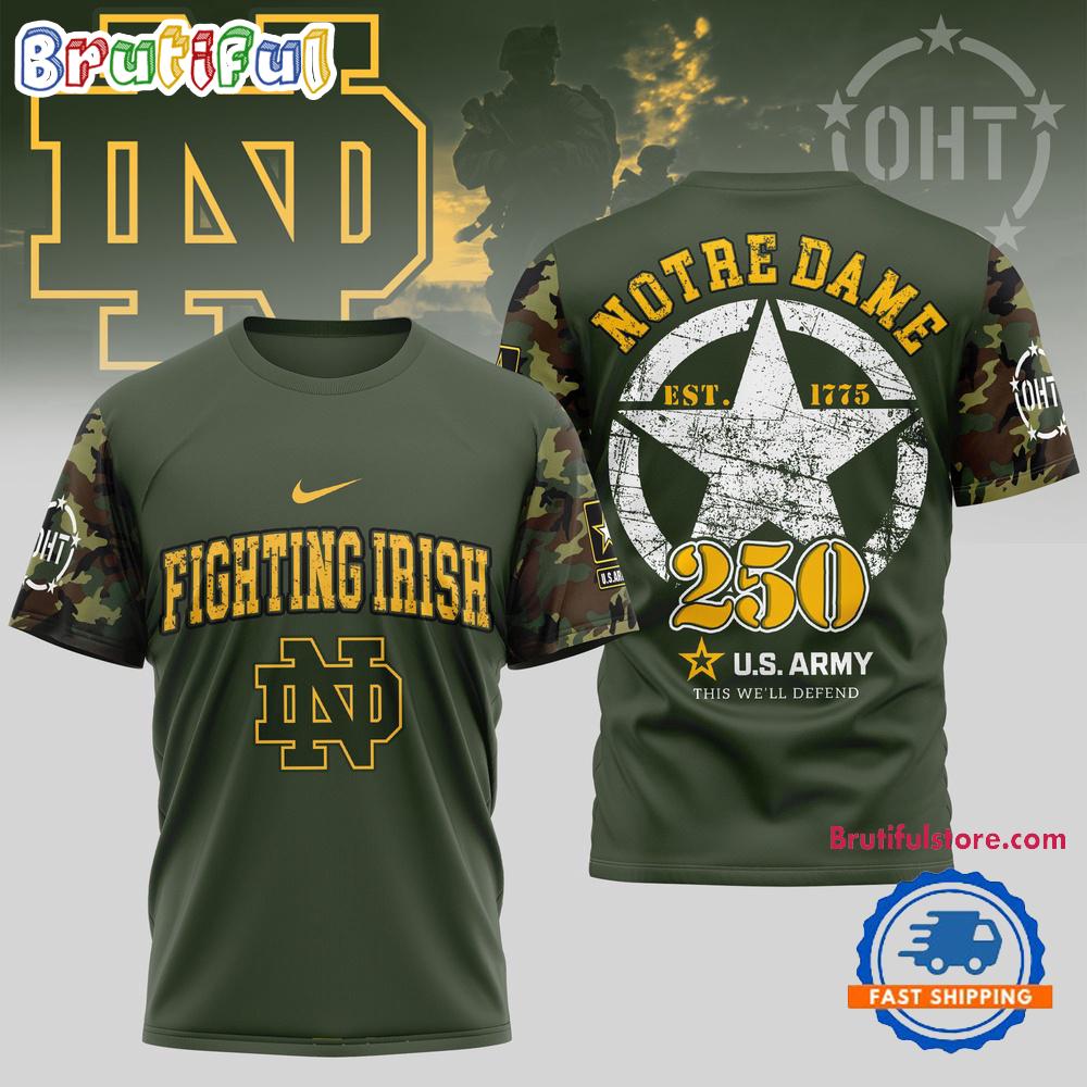 Notre Dame Fighting Irish 250 Years US Army Limited 3D Shirt