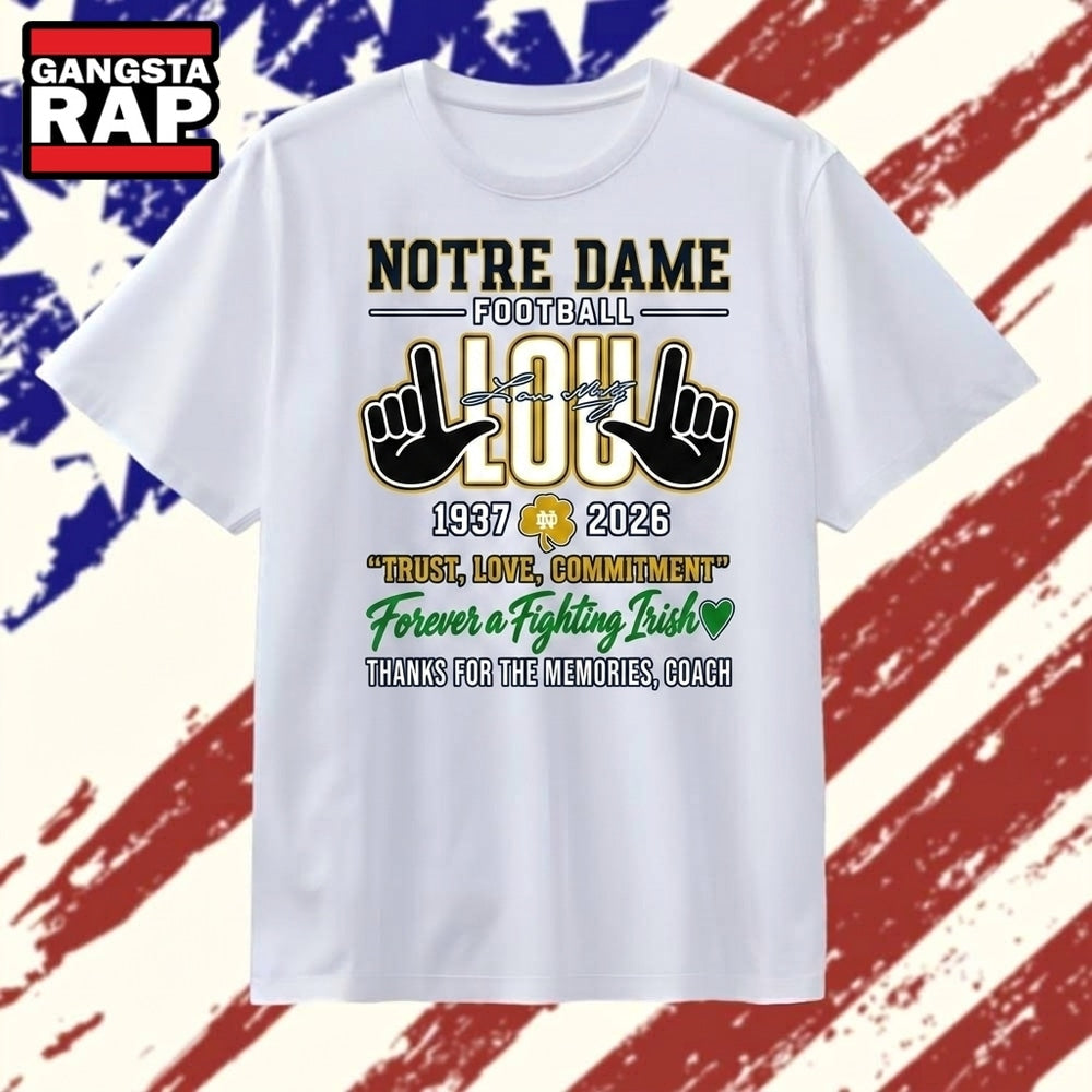 Notre Dame Fighting Irish Football Coach Lou Holtz Tribute T Shirt