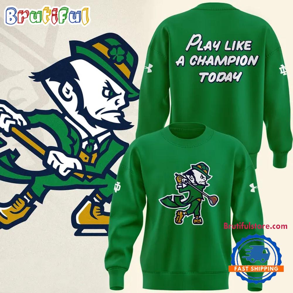 Notre Dame Fighting Irish Golf Green Performance Hoodie T-Shirt