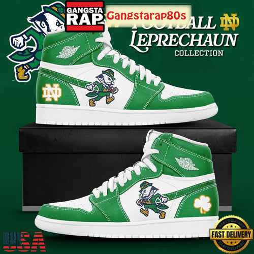 Notre Dame Fighting Irish Leprechaun New Logo 2025 Air Jordan 1 Sneakers Shoes