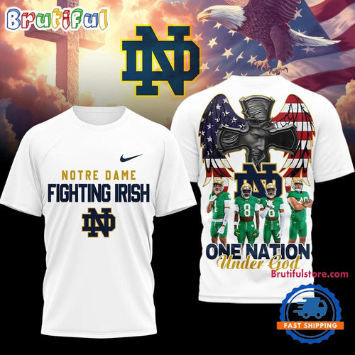 Notre Dame Fighting Irish NCAA Graphic Player One Nation Under God 3D Shirt
