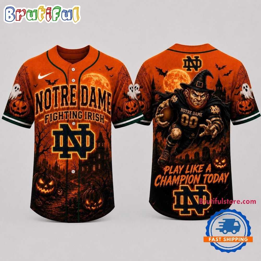 Notre Dame Fighting Irish NCAA Haunted Night Halloween Baseball Jersey Shirt