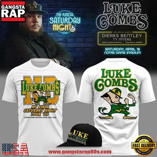 Notre Dame Fighting x Luke Combs My Kinda Saturday Night Tour 2026 3D Shirt