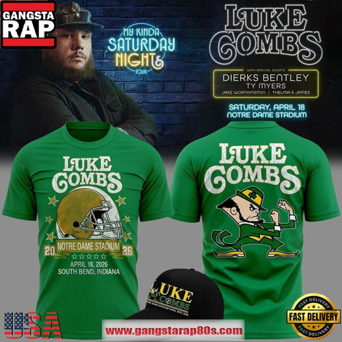 Notre Dame Fighting x Luke Combs My Kinda Saturday Night Tour 2026 T-Shirt