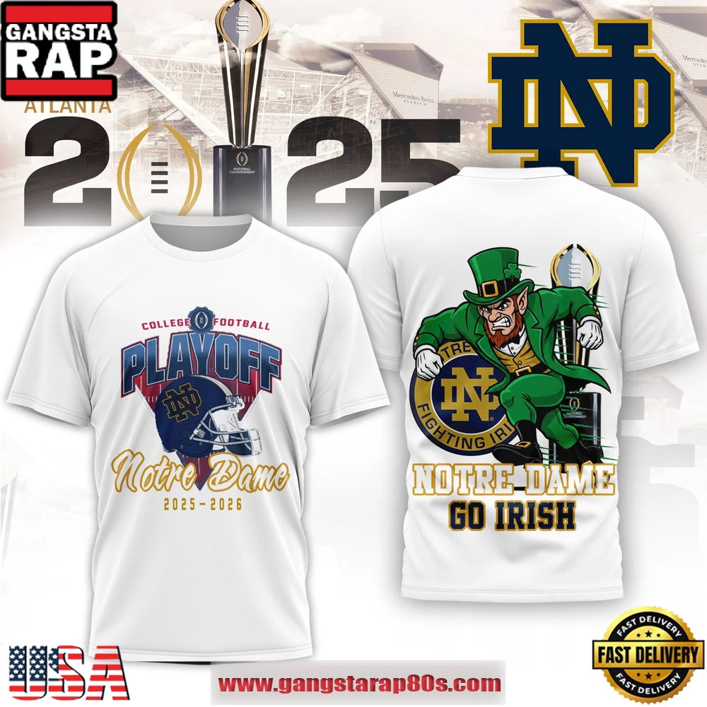 Notre Dame NCAA College Football Playoff 2025-26 White T Shirt