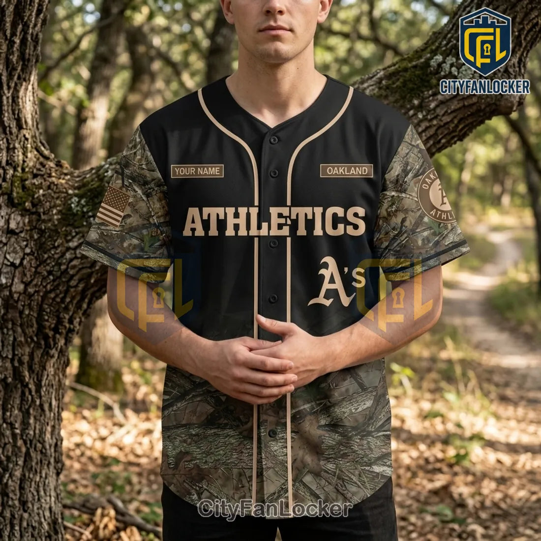 Oakland Athletics Camo Deer Hunting Baseball Jersey