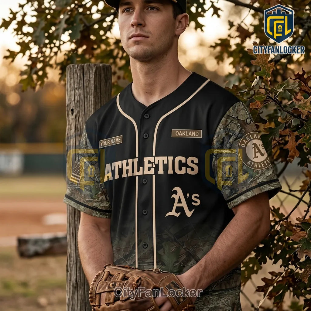 Oakland Athletics Camo Deer Hunting Baseball Jersey