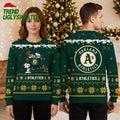 Oakland Athletics Snoopy Christmas Lights Ugly Christmas Sweater