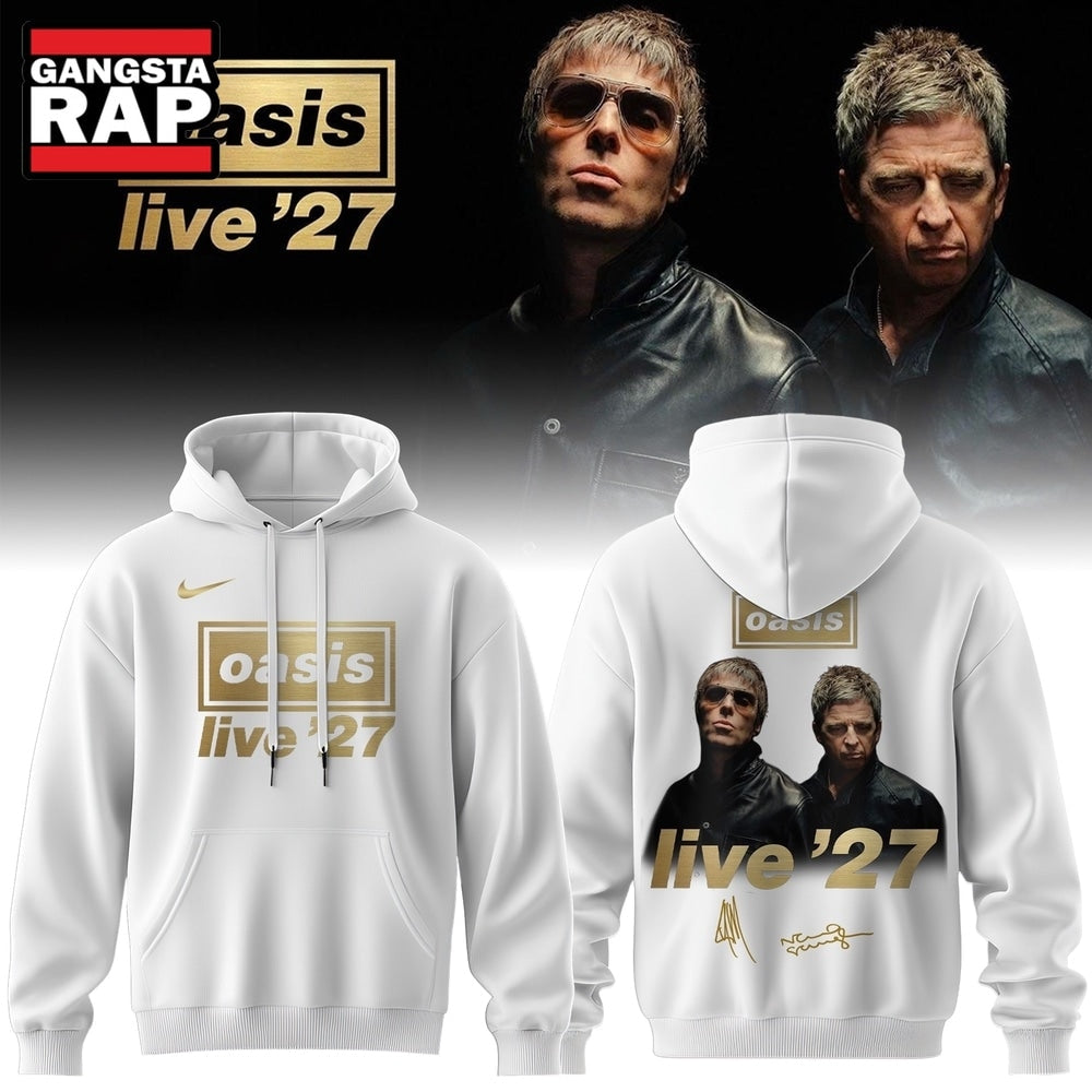 Oasis Live ’27 Limited Edition Signature White Hoodie T-Shirt