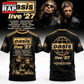 Oasis Live 27 The Band With The 3 Stripes Graphic Black T Shirt