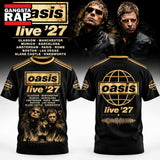Oasis Live 27 The Band With The 3 Stripes Graphic Black T Shirt