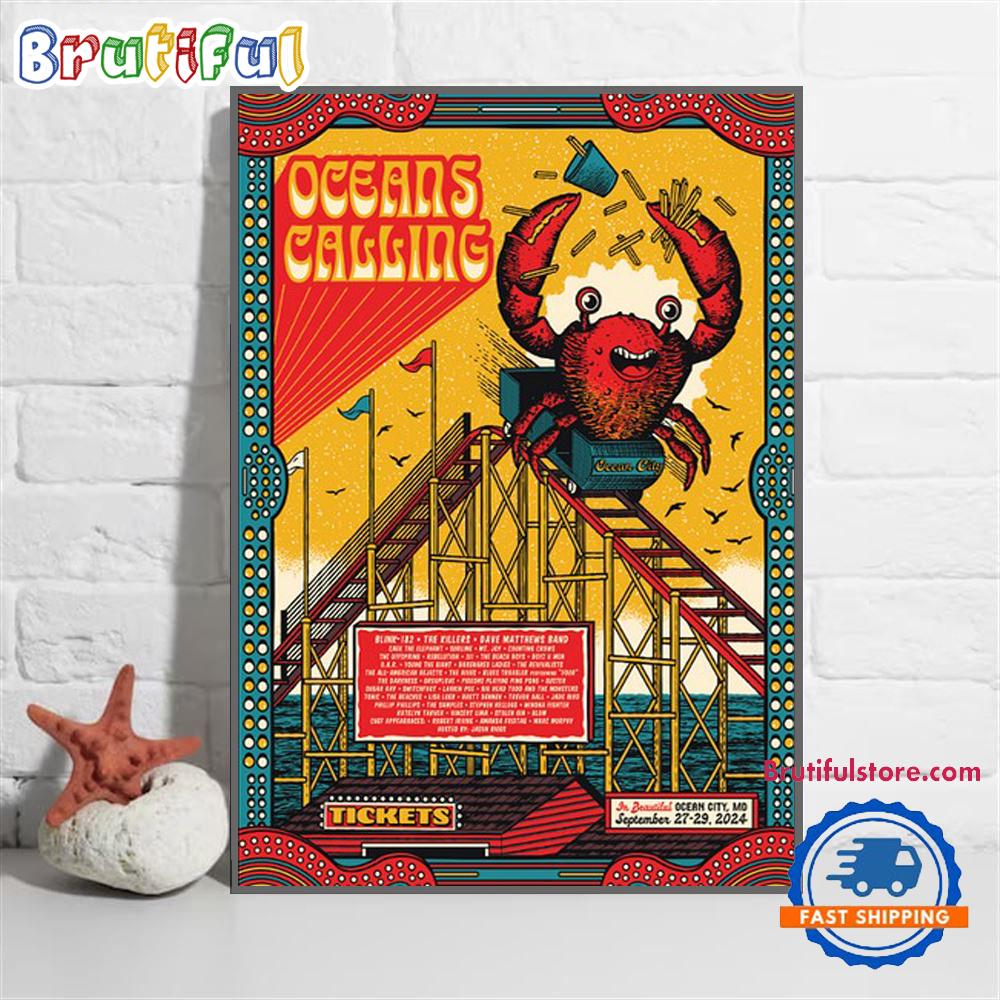 Oceans Calling Festival September 27-29 2024 Live In Ocean City MD Wall Art Poster Canvas