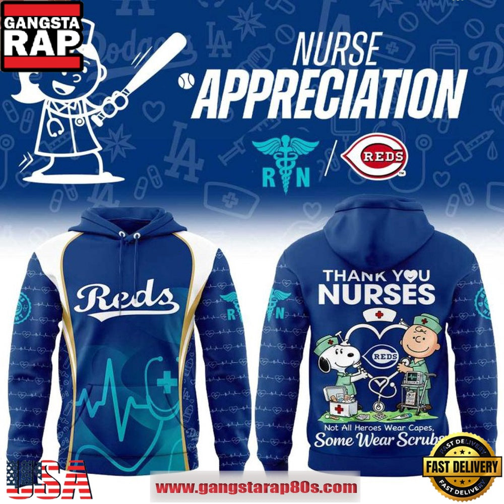Official Cincinnati Reds MLB x Peanuts Nurses Game Night 2026 Hoodie