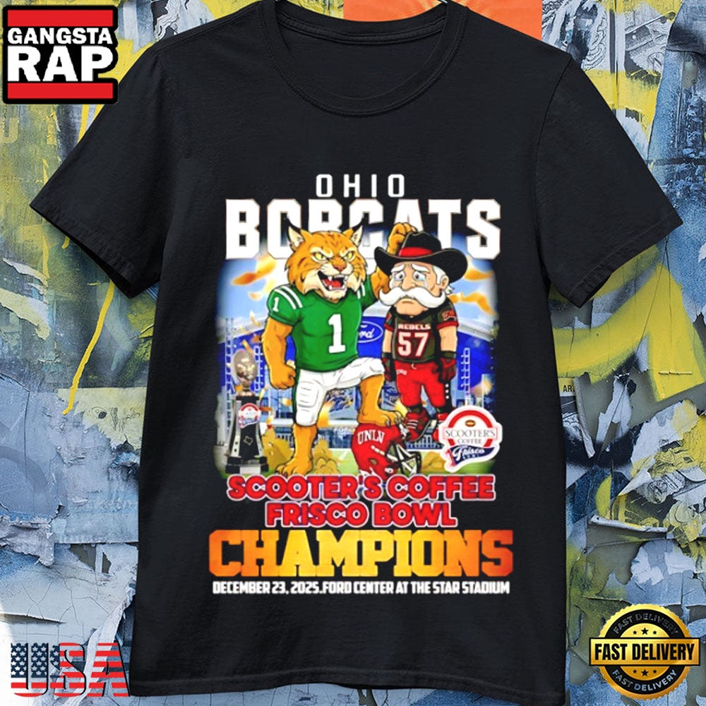 Ohio Bobcats 2025 Scooter’s Coffee Frisco Bowl Champions T Shirt