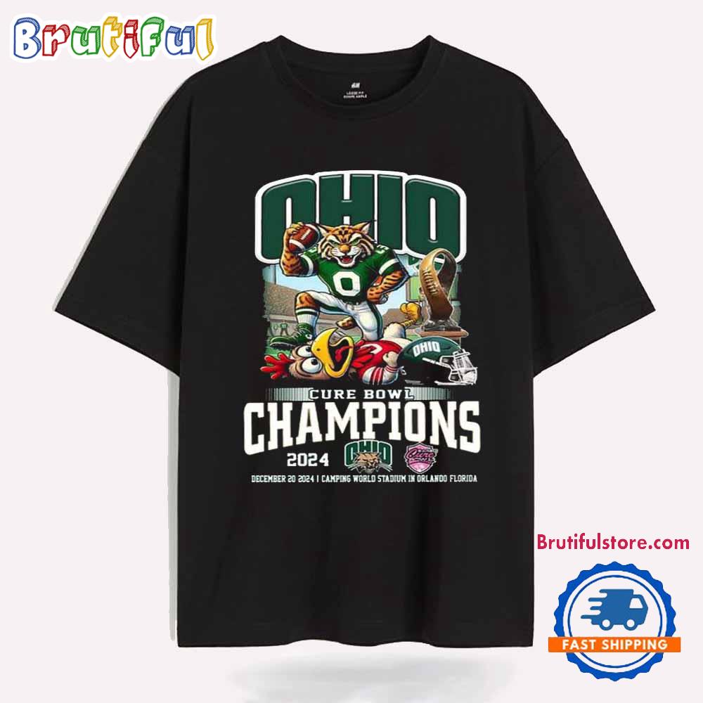 Ohio Bobcats Cure Bowl Champions Of 2024 Proud Mascot T Shirt