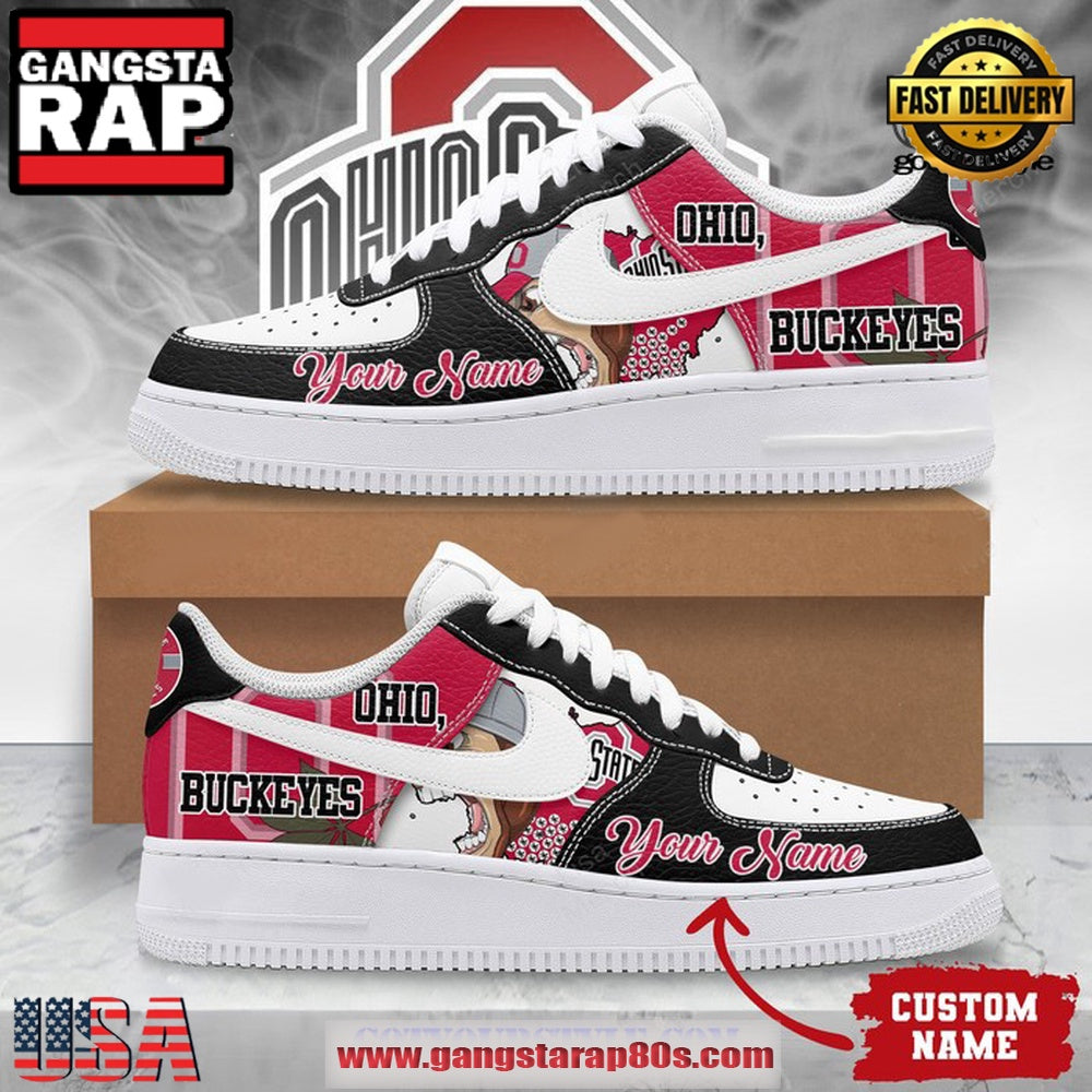 Ohio Buckeyes Custom Name Limited Edition Air Force 1 Running Sneakers Shoes