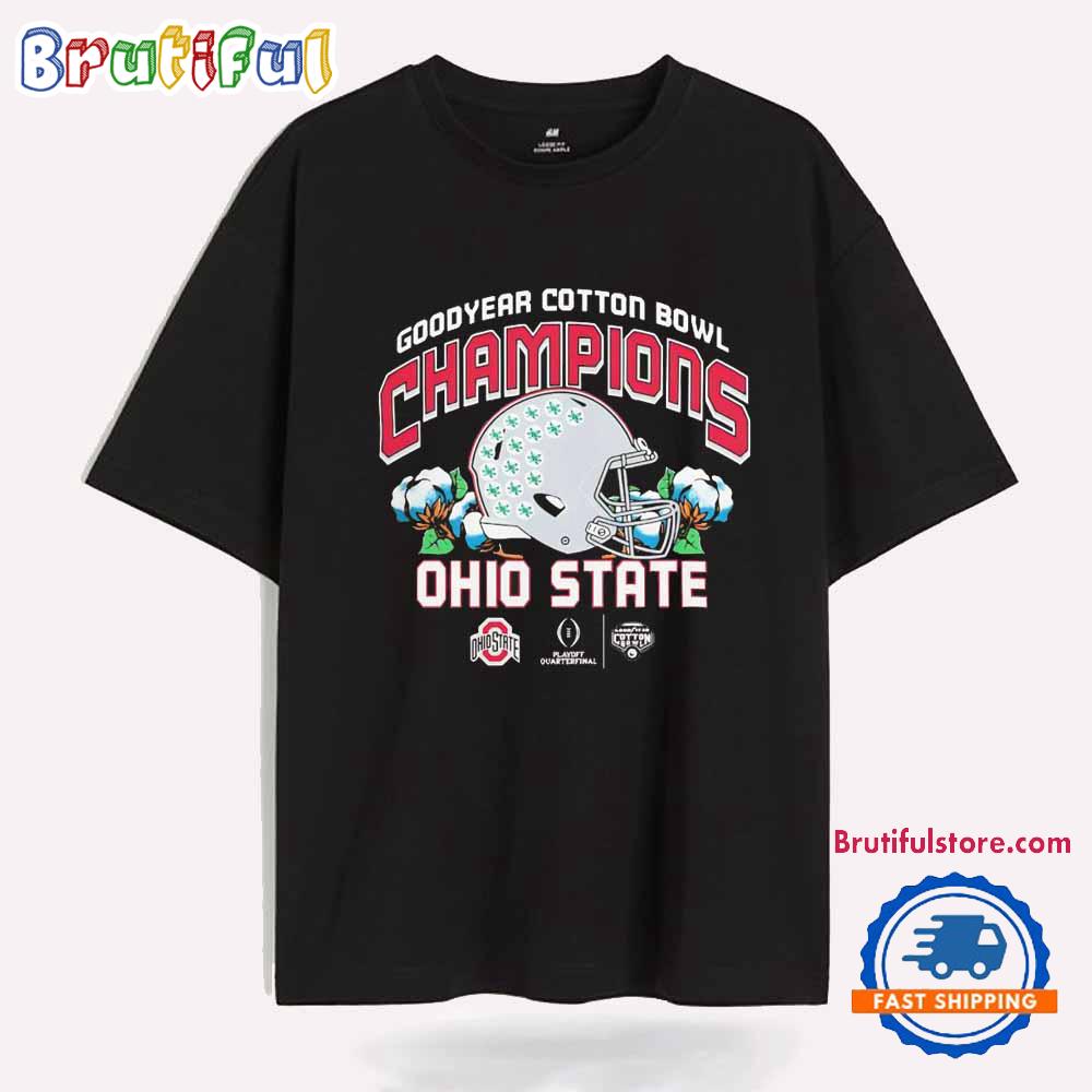 Ohio State Buckeyes 2025 Goodyear Cotton Bowl Champions Helmet T Shirt