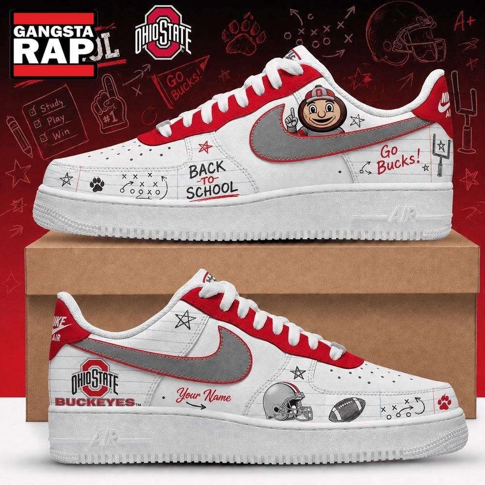Ohio State Buckeyes 2026 NCAA Football Back To School Air Force 1 Shoes Sneakers