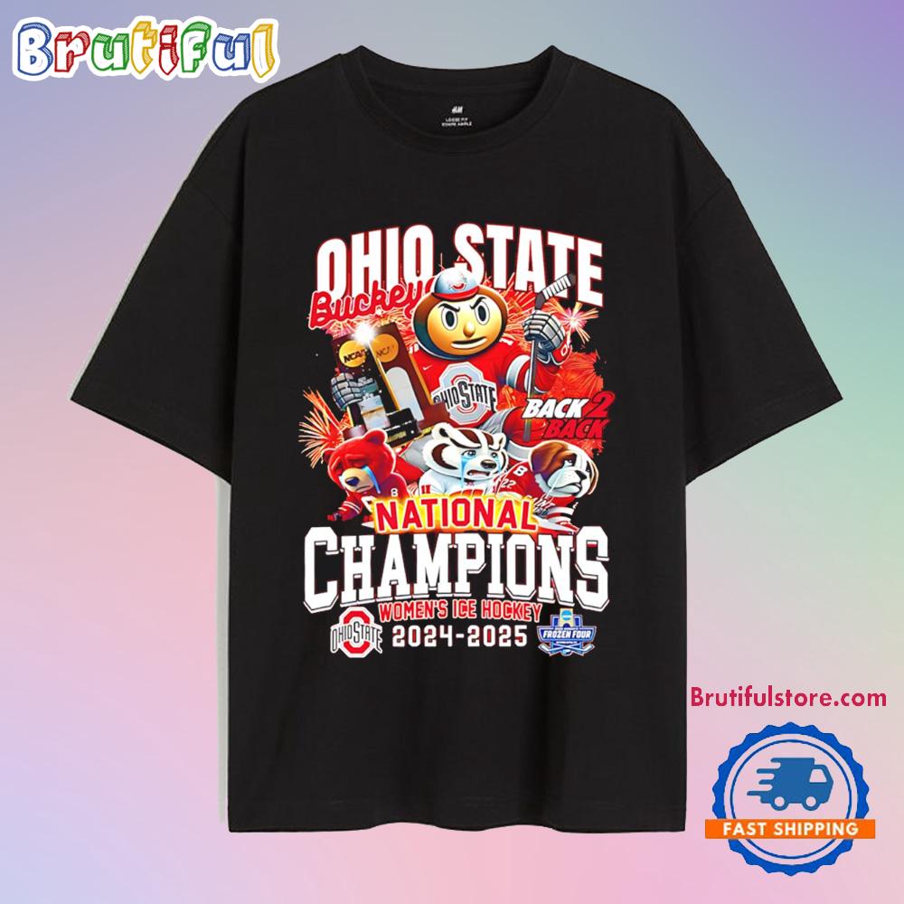 Ohio State Buckeyes Back To Back National Champions Ice Hockey 2024 2025 T Shirt