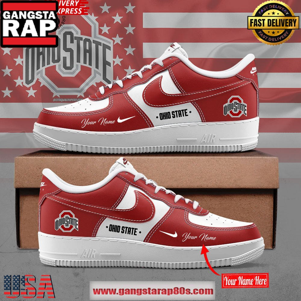 Ohio State Buckeyes Custom Air Force 1 Running Sneakers Shoes
