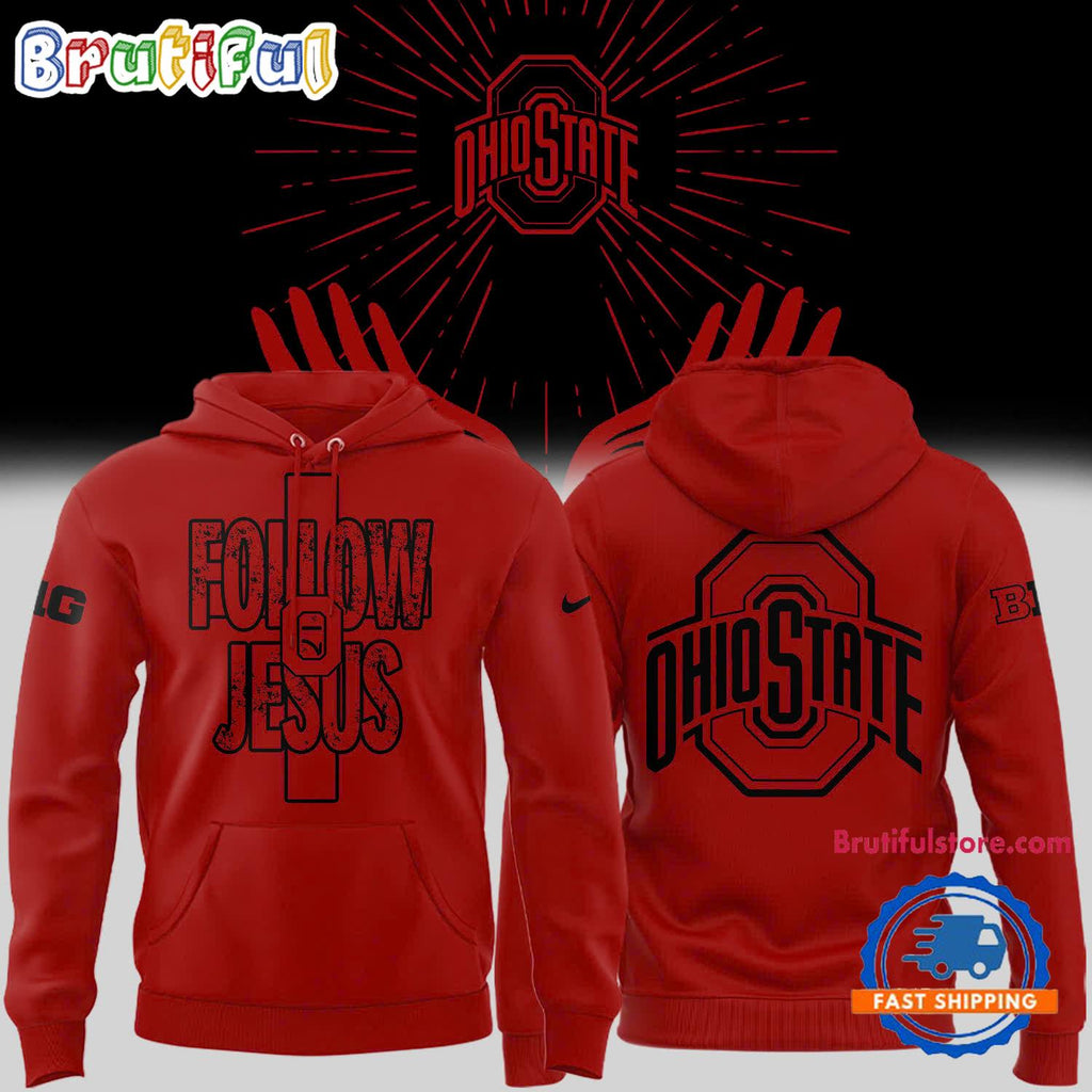 Ohio State Buckeyes FOLLOW JESUS Limited Edition Red Hoodie T-Shirt