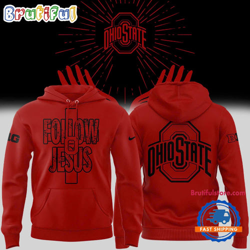 Ohio State Buckeyes FOLLOW JESUS Limited Edition Red Hoodie T-Shirt