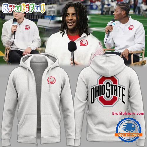 Ohio State Buckeyes Football 2025 Cotton Bowl White Uniform Zipper Hoodie