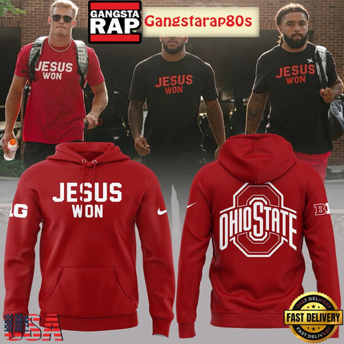 Ohio State Buckeyes Football Team Victory Belongs To Faith Jesus Won Hoodie Shirt