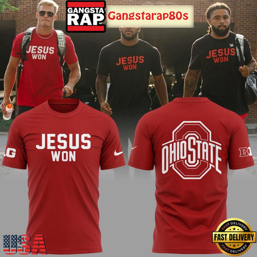 Ohio State Buckeyes Football Team Victory Belongs To Faith Jesus Won T-Shirt