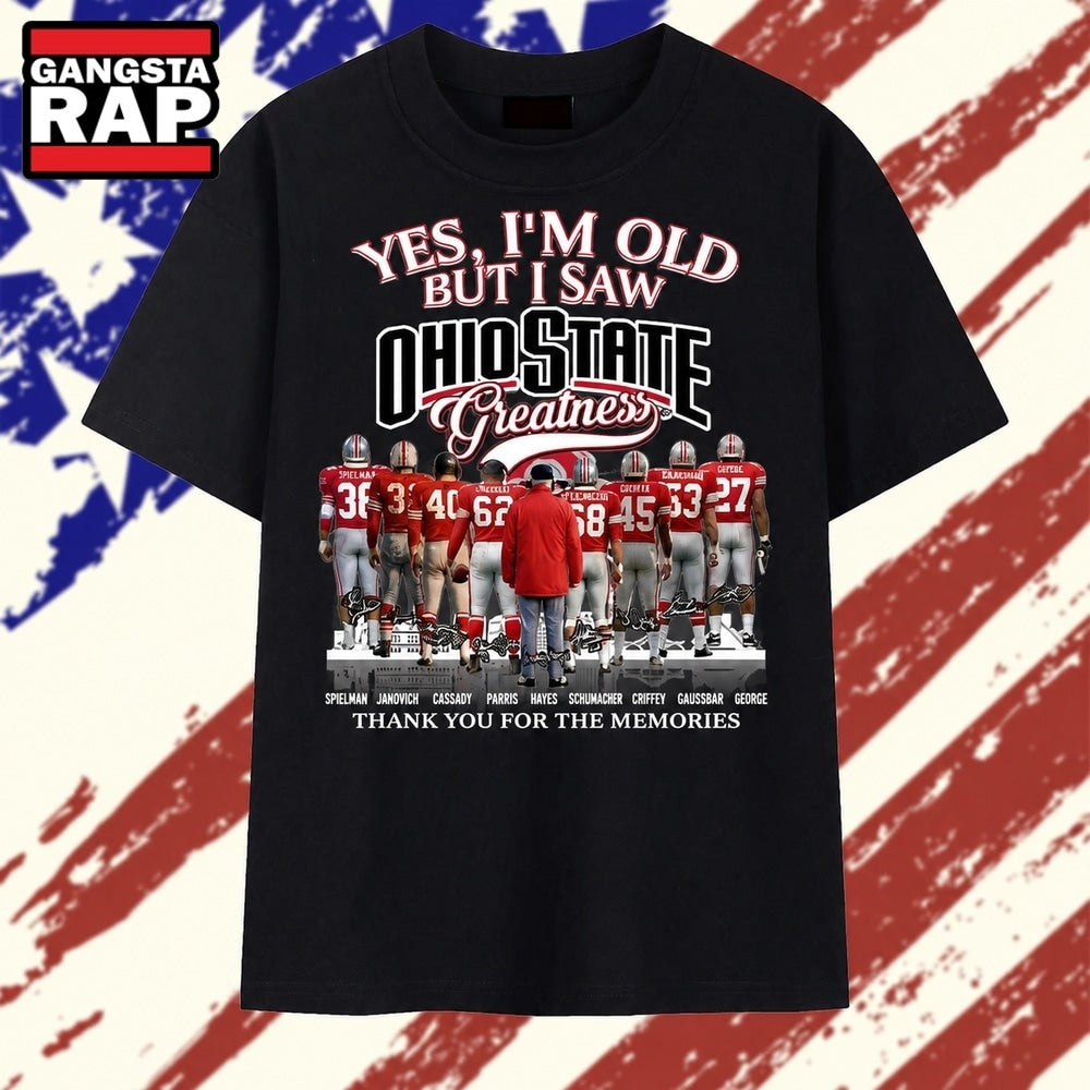 Ohio State Buckeyes Greatness Vintage Football Legends Graphic T Shirt