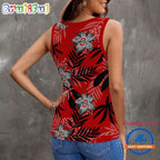 Ohio State Buckeyes Hibiscus Pattern Women’s V-Neck Ribbed Tank Top