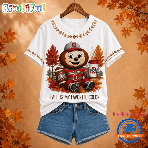 Ohio State Buckeyes NCAA Fall Is My Favorite Color Football Unisex 3D Shirt