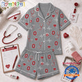 Ohio State Buckeyes NCAA Heartbeats & Home Teams Short Sleeve Pajamas Set