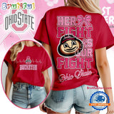 Ohio State Buckeyes NCAA Her Fight Is Our Fight Breast Cancer Unisex 3D Shirt