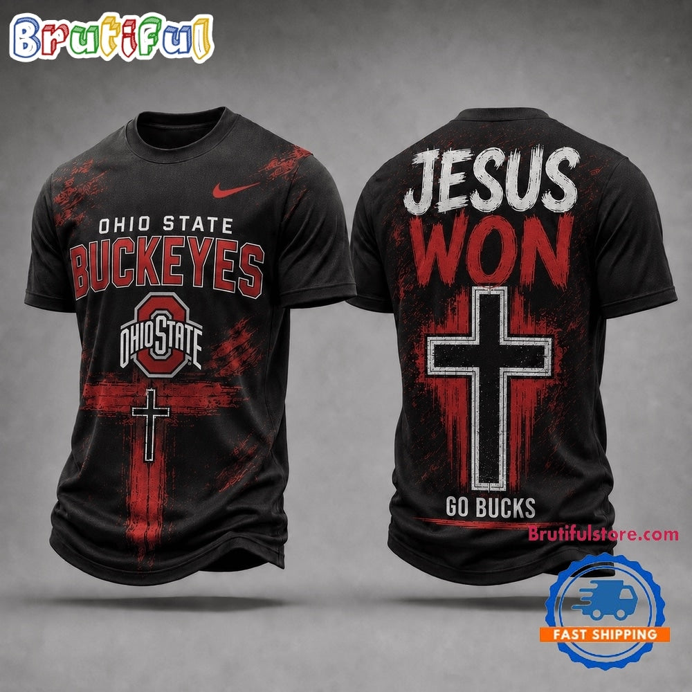 Ohio State Buckeyes NCAA Jesus Won New Design 3D Shirt