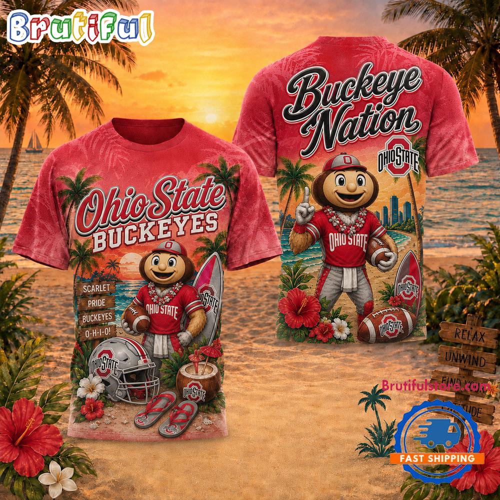 Ohio State Buckeyes NCAA Mascot Beach Vibes Sports Limited Edition 3D Shirt