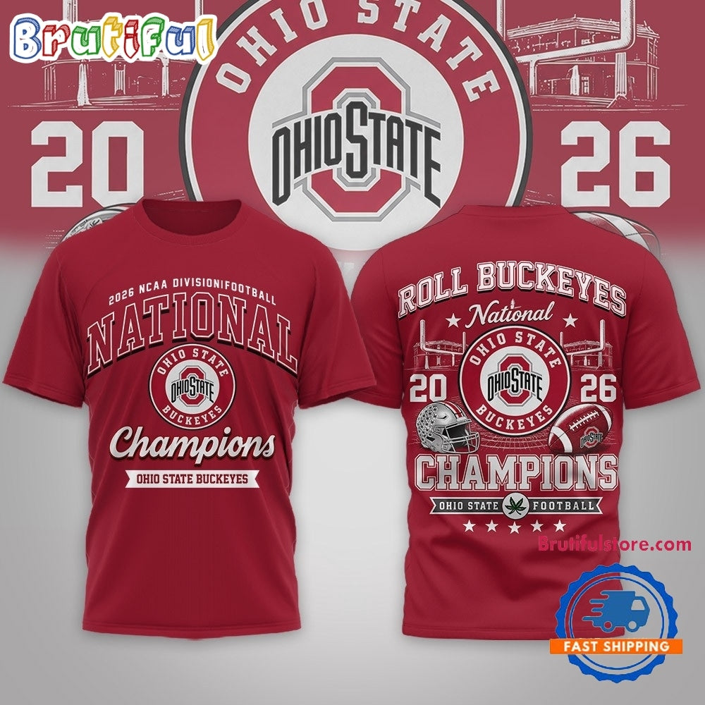 Ohio State Buckeyes NCAA Road to Glory 2026 Football Champions 3D Shirt