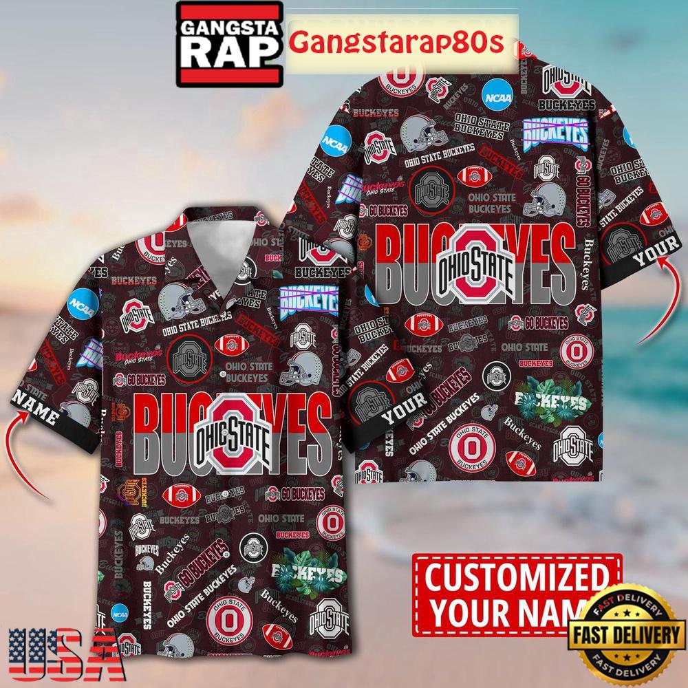 Ohio State Buckeyes Solgan Go Buckeyes True Fan Spirit Custom Name Aloha Hawaiian Shirt