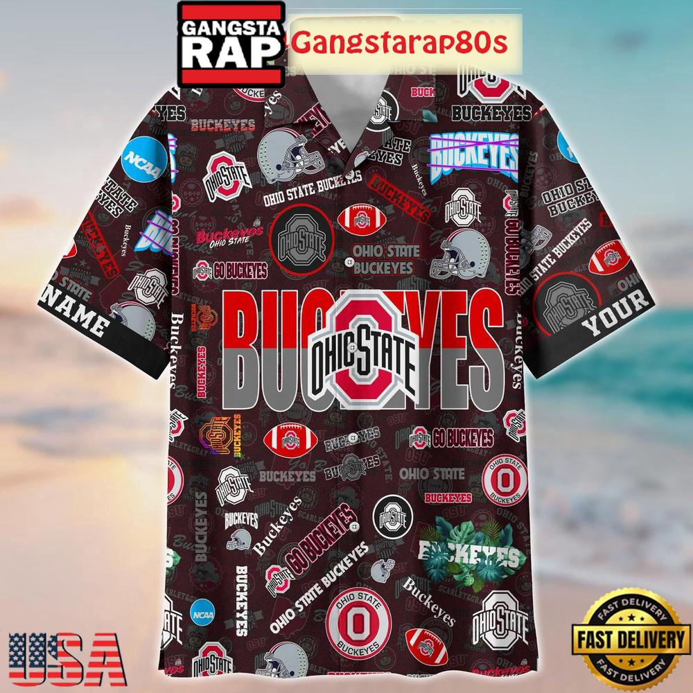 Ohio State Buckeyes Solgan Go Buckeyes True Fan Spirit Custom Name Aloha Hawaiian Shirt