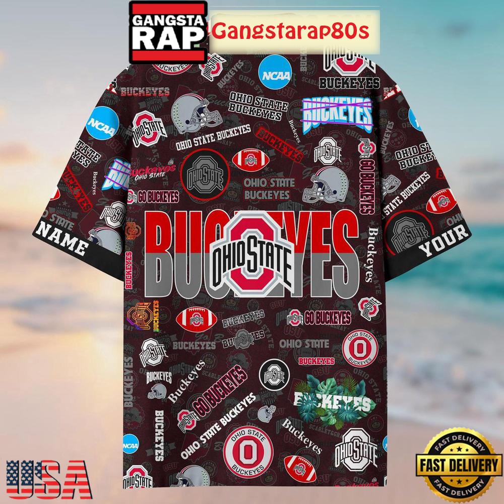 Ohio State Buckeyes Solgan Go Buckeyes True Fan Spirit Custom Name Aloha Hawaiian Shirt