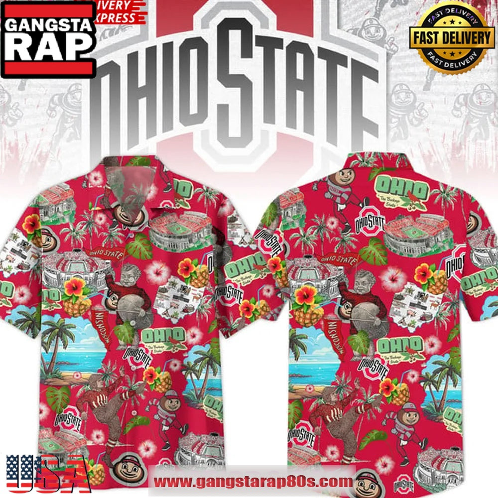 Ohio State Buckeyes Summer Vibes Tropical Aloha Hawaiian Shirt
