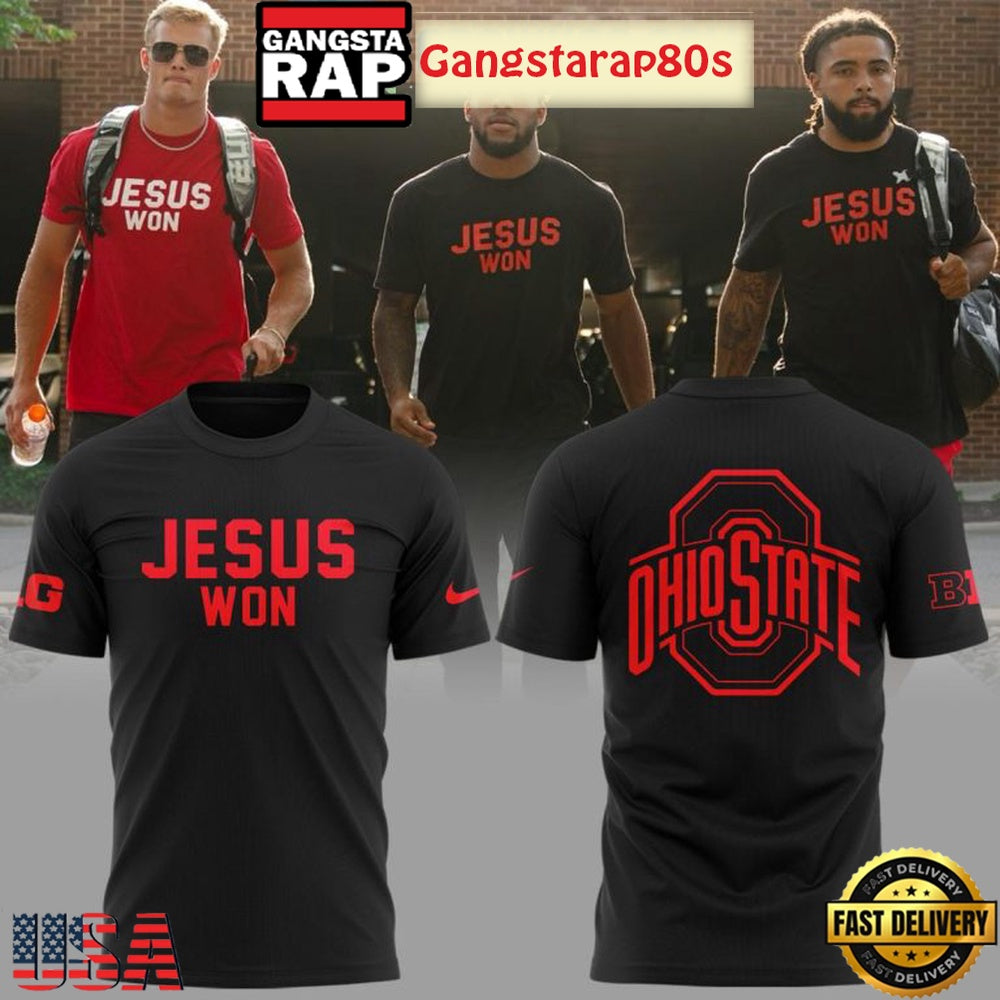 Ohio State Buckeyes Victory Belongs To Faith Jesus Won 2026 3D T-Shirt