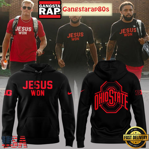 Ohio State Buckeyes Victory Belongs To Faith Jesus Won Black Hoodie Shirt
