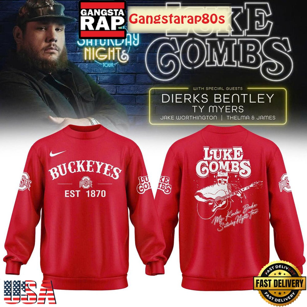 Ohio State Buckeyes x Luke Combs My Kinda Saturday Night Tour 2025 Sweatshirt