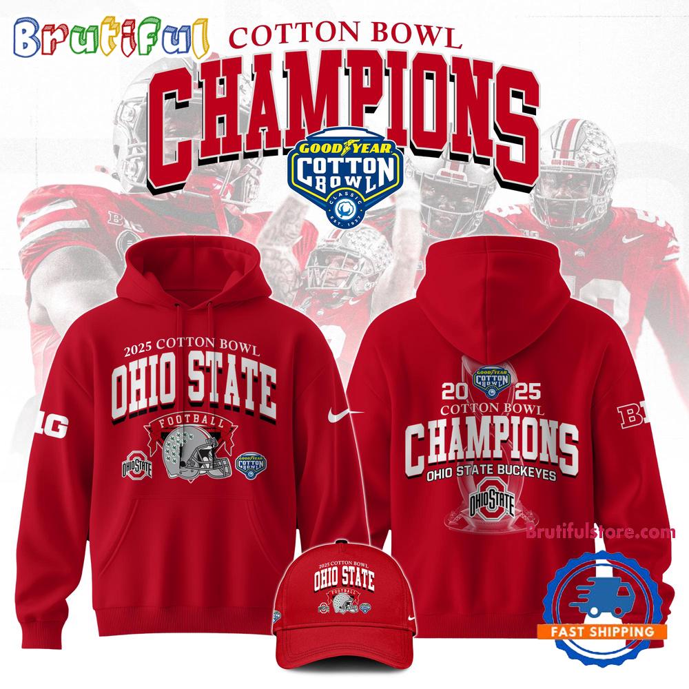 Ohio State Football Cotton Bowl Champions 2025 Red Hoodie T-Shirt