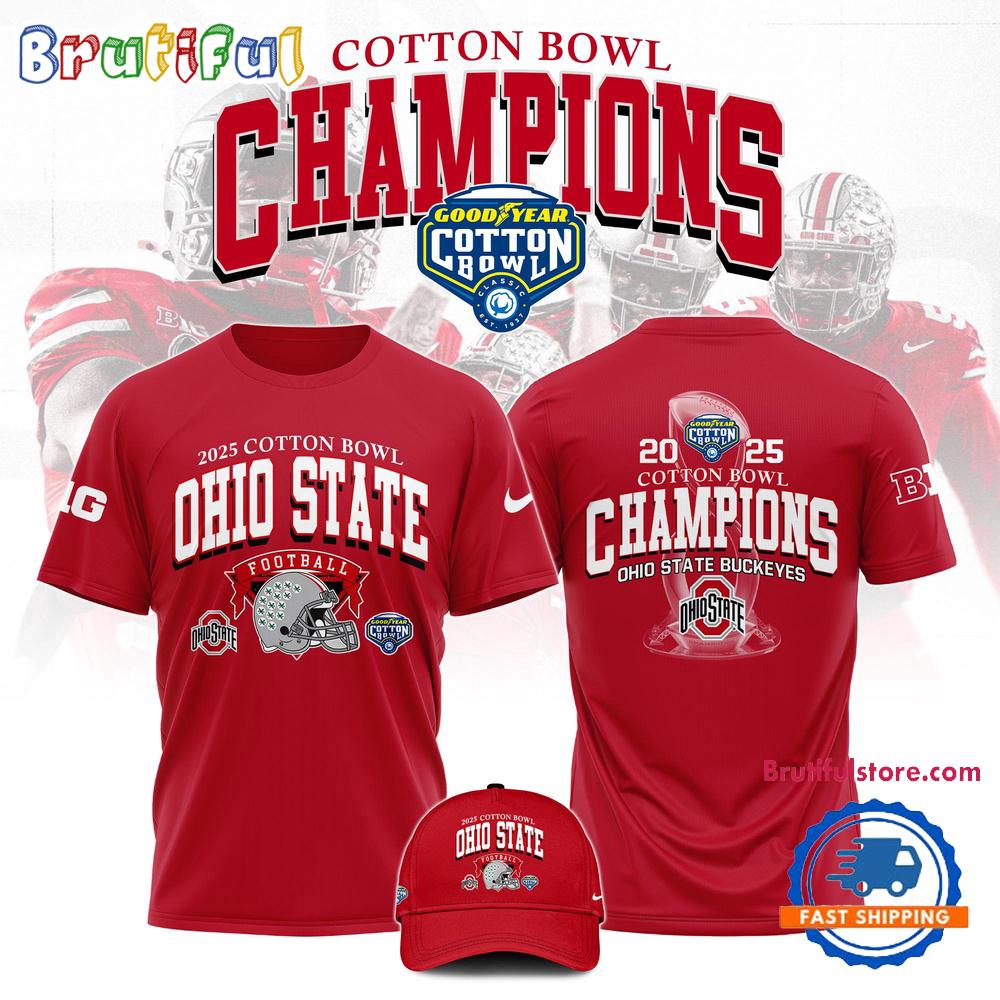 Ohio State Football Cotton Bowl Champions 2025 Red Hoodie T-Shirt